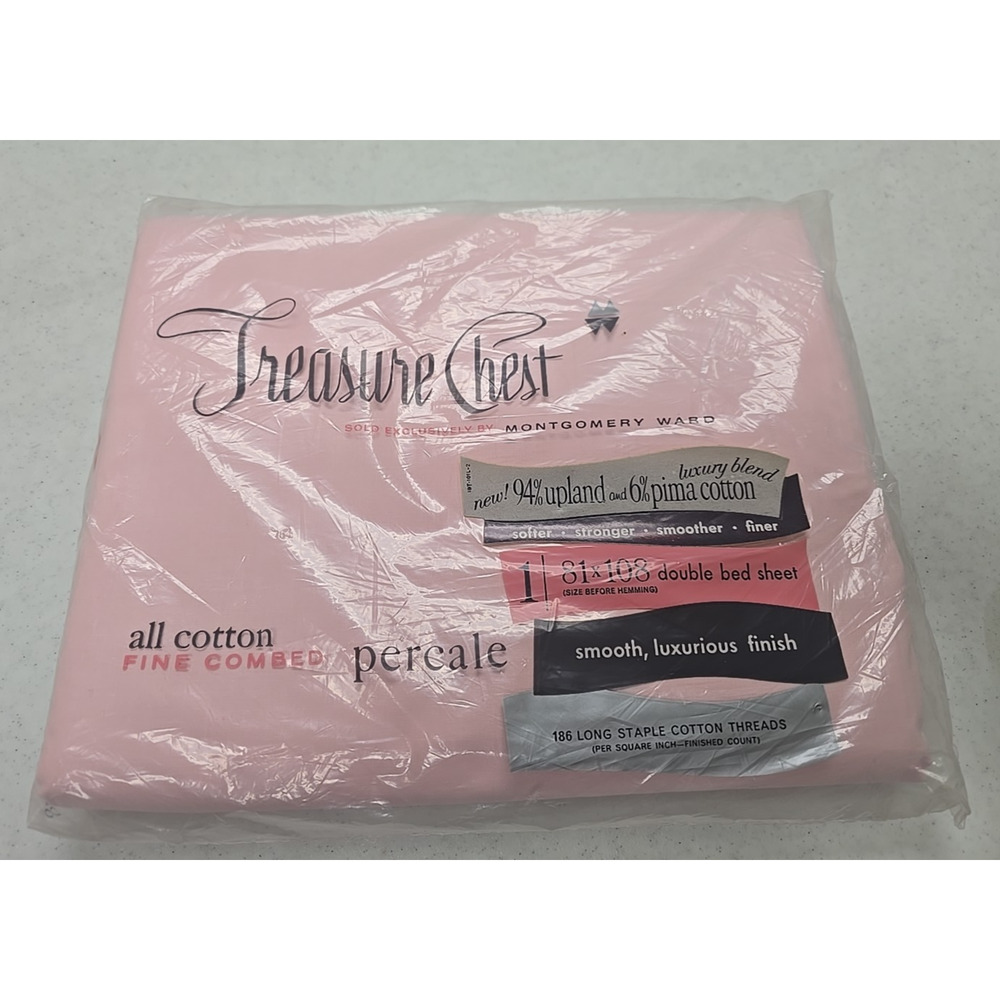 NEW Vintage Treasure Chest Pink Soft Smooth Bedding Double Bed Sheet 81"x108"